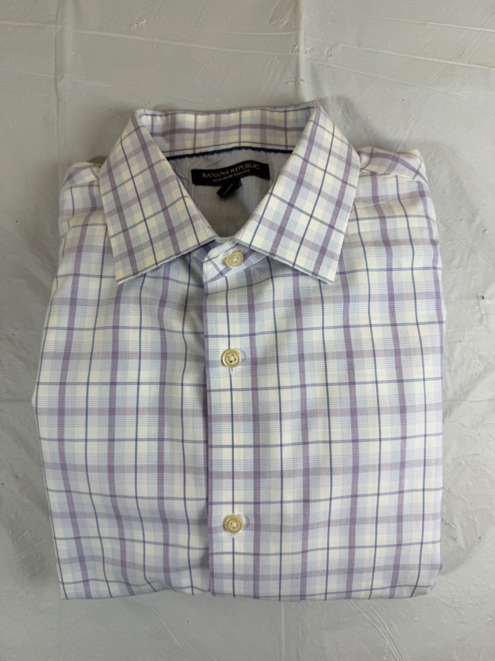 Banana Republic Lavender and White Plaid Dress Shirt